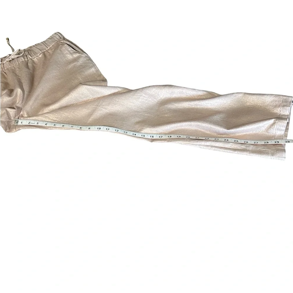 Ellen Tracy Rose Gold Metallic Linen Blend Wide Leg
Drawstring Pants Small - Picture 7 of 7